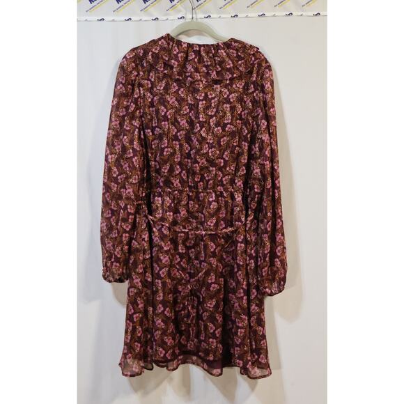 LOFT Metallic Red and Pink Ruffle Tie Swing Dress XL - Picture 3 of 4